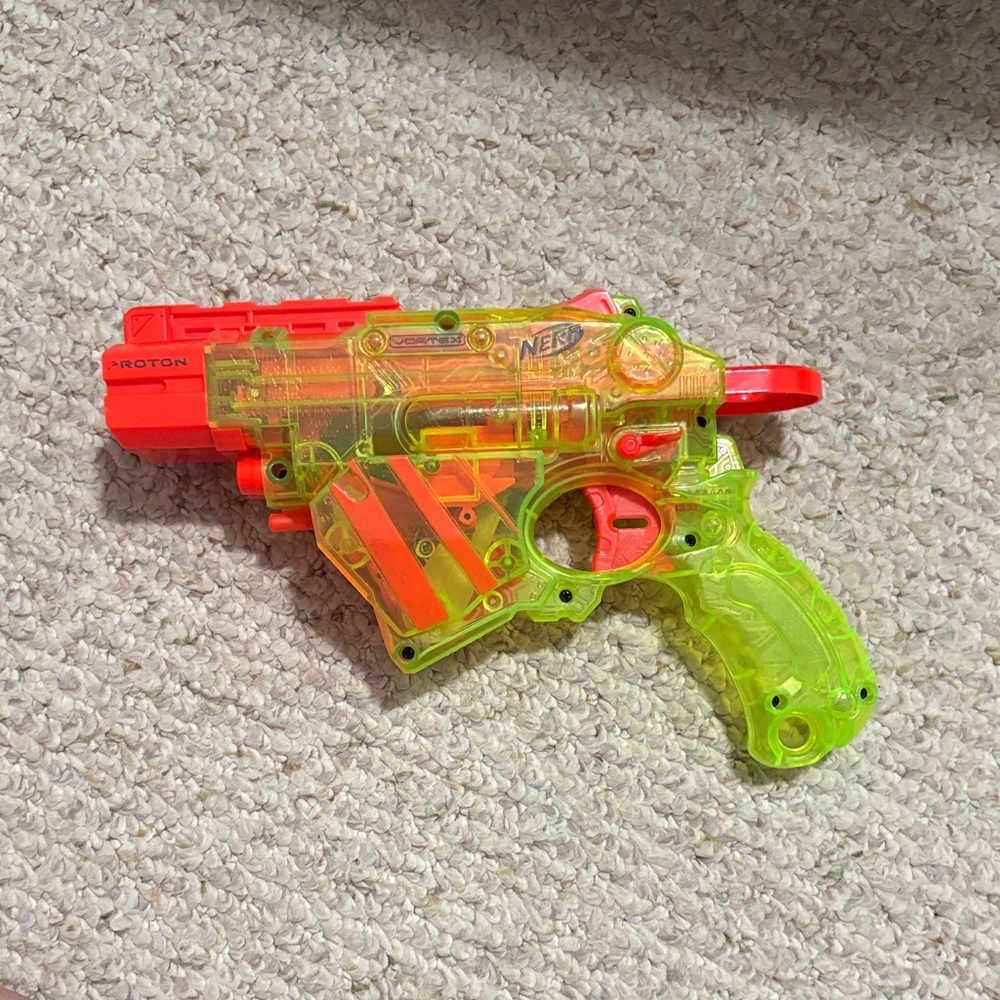 Nerf Transparent Neon Green and Red Blaster